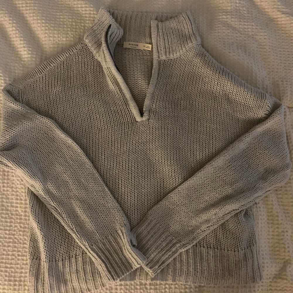 Cropped Cozy Gray Knit Sweater